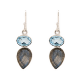 Sterling Silver Blue Topaz & Labradorite Petite Earrings